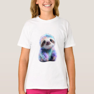 Camiseta Perezoso bebé con Tie Dye de acuarela arcoíris par