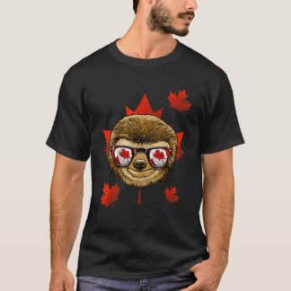 Camiseta Perezoso Canadiense Hoja De Arce Bandera De Canadá