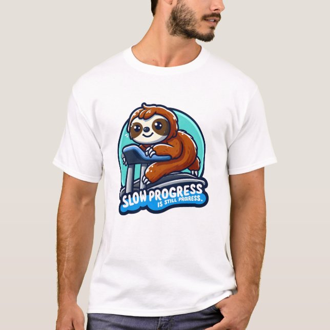 Camiseta Perezoso Caprichoso en Cinta de Correr - Progreso  (Anverso)