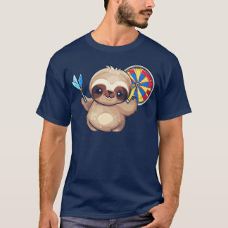 Camiseta Perezoso como jugador de dardos divertido diseño d