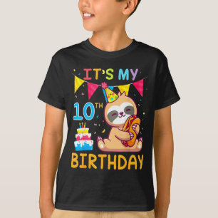 Camiseta Perezoso con pastel feliz 10 años 10º cumpleaños