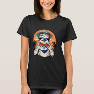 Camiseta Perezoso Corazón Bandera de Paraguay Verano Atarde