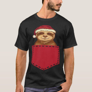 Camiseta Perezoso de bolsillo Navidad Santa Claus Xmas Per