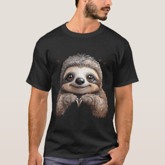 Camiseta Perezoso de dibujos animados lindo haciendo corazó