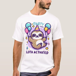 Camiseta Perezoso de Modo Fiesta Activado Perezoso de Globo