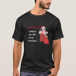 Camiseta Perezoso de Navidad con bolsa en chimenea con luce