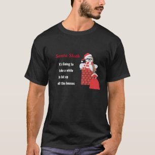 Camiseta Perezoso de Navidad con bolsa en chimenea con luce