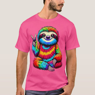 Camiseta Perezoso de Tie-Dye signo de paz Hippie
