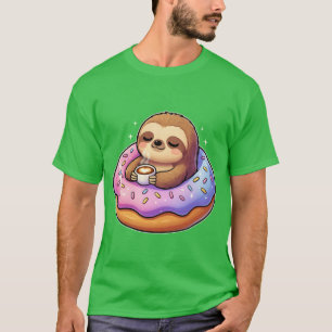 Camiseta Perezoso Divertido Café Kawaii Donut Mañana Amigo 