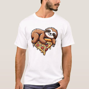 Camiseta Perezoso divertido comiendo pizza, amante de anima