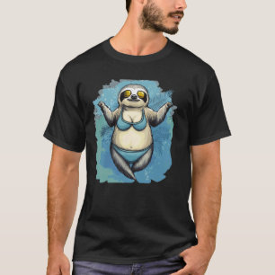 Camiseta Perezoso Divertido en Traje de Baño de Bikini para