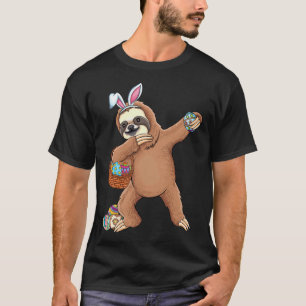 Camiseta Perezoso divertido feliz con orejas de conejo y bu