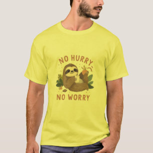 Camiseta Perezoso Divertido “No Tengo Prisa No Me Preocupo”