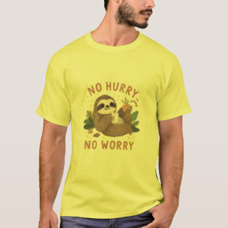 Camiseta Perezoso Divertido “No Tengo Prisa No Me Preocupo”
