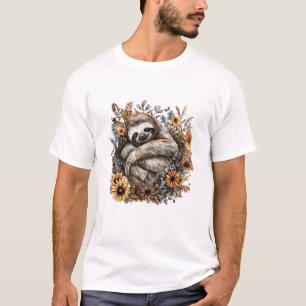 Camiseta Perezoso durmiendo floral perezoso soñoliento durm