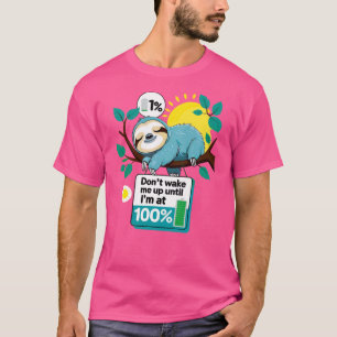 Camiseta Perezoso Durmiendo - Meme Divertido  Batería al 1%