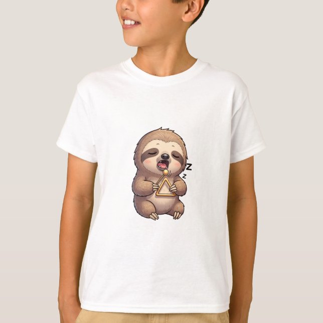 Camiseta Perezoso Durmiendo Tocando Triángulo Niños (Anverso)