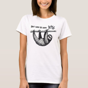 Camiseta Perezoso en rama de árbol con cita