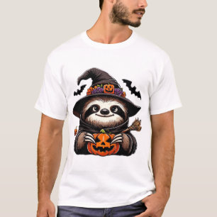 Camiseta Perezoso espantoso de Halloween Bruja Sombrero Dis