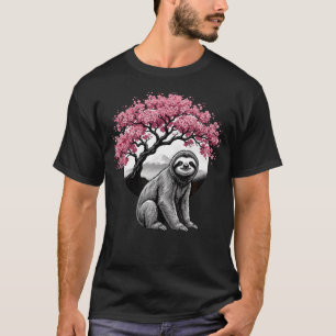 Camiseta Perezoso Flor de Cerezo Sakura Japonesa