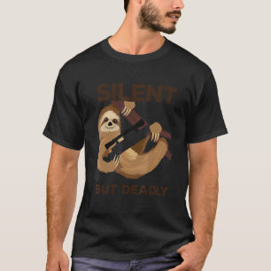 Camiseta Perezoso Francotirador Militar Divertido Silencios