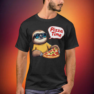 Camiseta Perezoso Genial Comiendo Pizza con Burbuja de Habl