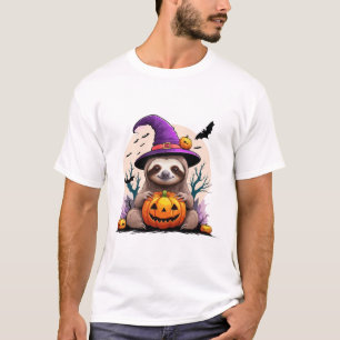 Camiseta Perezoso Gorro Rosa Halloween