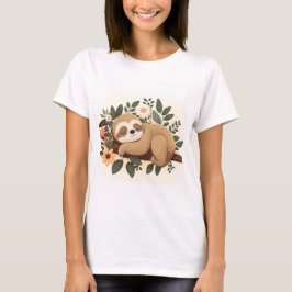 Camiseta Perezoso holgazán durmiendo en una rama caricatura