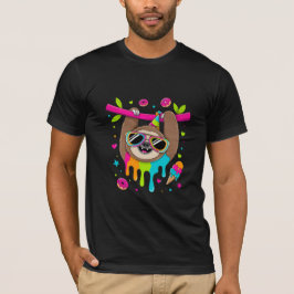 Camiseta Perezoso Kawaii de Fiesta con Donas