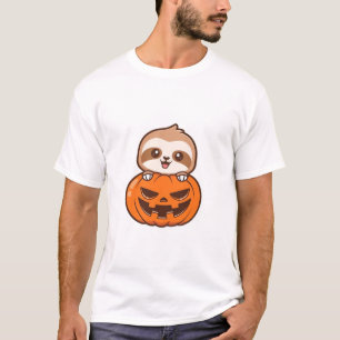 Camiseta Perezoso lindo con calabaza Halloween dibujo anima