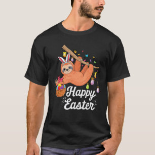 Camiseta Perezoso Lindo Feliz Con Orejas De Conejo Y Cazand