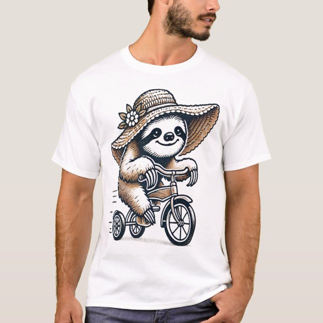 Camiseta Perezoso montando bicicleta (Anverso)