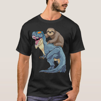 Camiseta Perezoso montando dinosaurio T-Rex Animal divertid