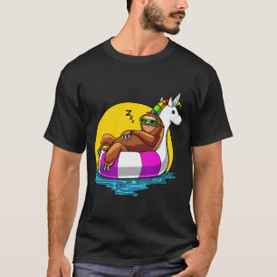 Camiseta Perezoso montando flotador de unicornio fiesta en 
