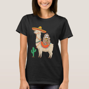 Camiseta Perezoso montando Llama Fiesta del Sombrero Mexica