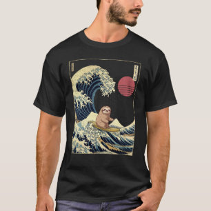 Camiseta Perezoso Ola de Surf Japonesa Kanagawa