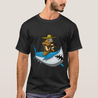 Camiseta Perezoso Perezoso Montando Tiburón