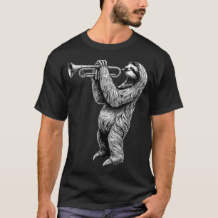 Camiseta Perezoso Tocando Trompeta Trompetista Instrumento