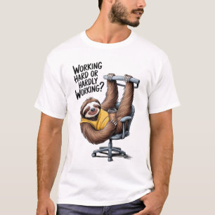 Camiseta Perezoso trabajando duro o apenas trabajando