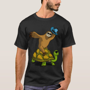 Camiseta Perezoso vaquero montando tortuga