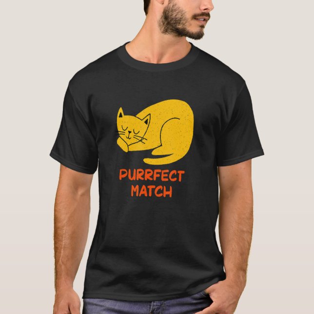 Camiseta Perfect Match Cat Pun Couples Cat Mom Dad   Annive (Anverso)