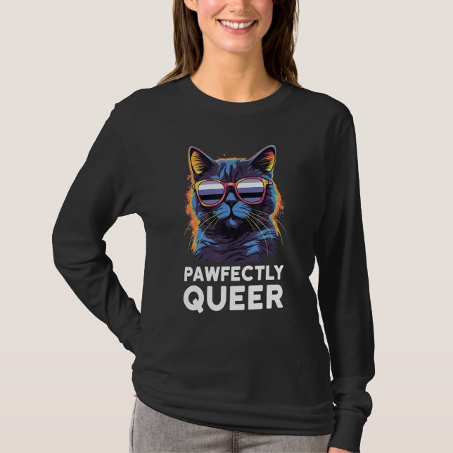 Camiseta Perfectamente queer  gato con gafas de sol Periflu (Anverso)