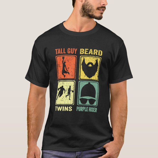 Camiseta Perfecto Para Los Niños Tall Guy Beard Twins Purpl (Anverso)