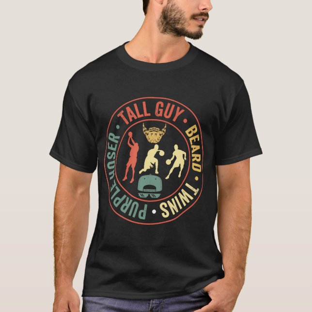 Camiseta Perfecto Para Niños Amigo-Tall Guy Beard Twins Pur (Anverso)