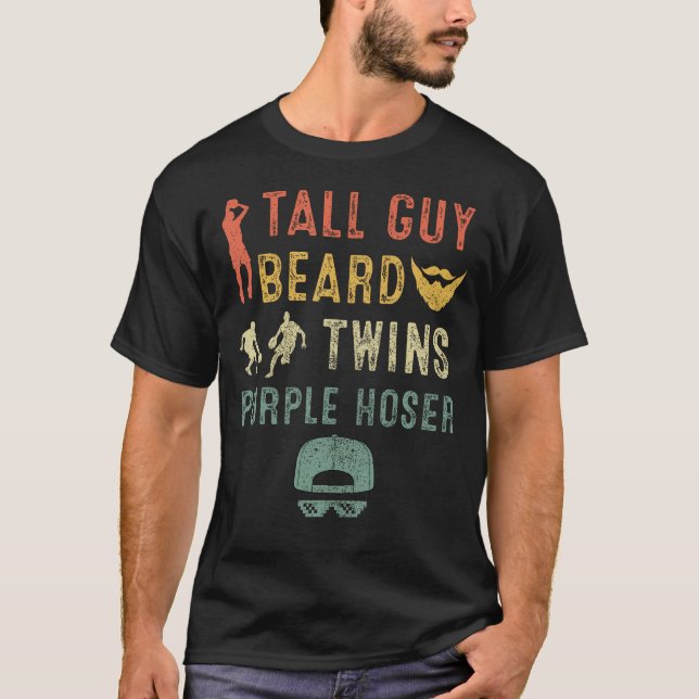 Camiseta Perfecto Para Niños Amigo-Tall Guy Beard Twins Pur (Anverso)