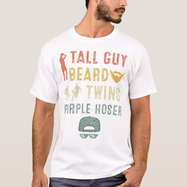 Camiseta Perfecto Para Niños Amigo-Tall Guy Beard Twins Pur (Anverso)