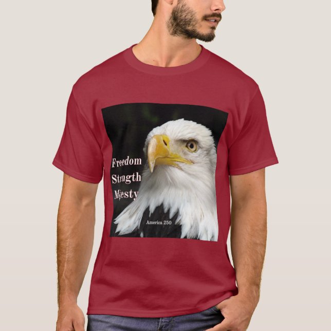Camiseta Perfil de águila calva sobre fondo negro. (Anverso)