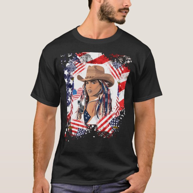 Camiseta Perfil de Cowboy Carter Pic American Flag (Anverso)