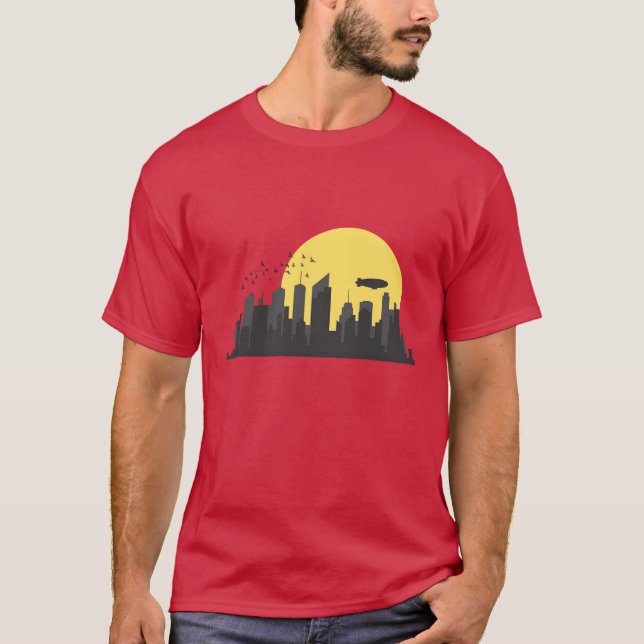 Camiseta Perfil de la ciudad con Zeppelin amigo (Anverso)