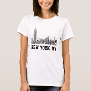 Camiseta Perfil de la ciudad de Nueva York Grabado 01